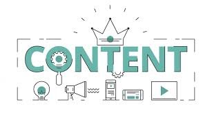 The word 'content' handwritten in bold letters with a three-point crown over it. A symbol of 'Content is King'